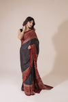 Ajrak Silk Saree with Hand Embroidery