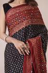 Ajrak Silk Saree with Hand Embroidery