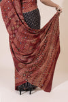 Ajrak Silk Saree with Hand Embroidery