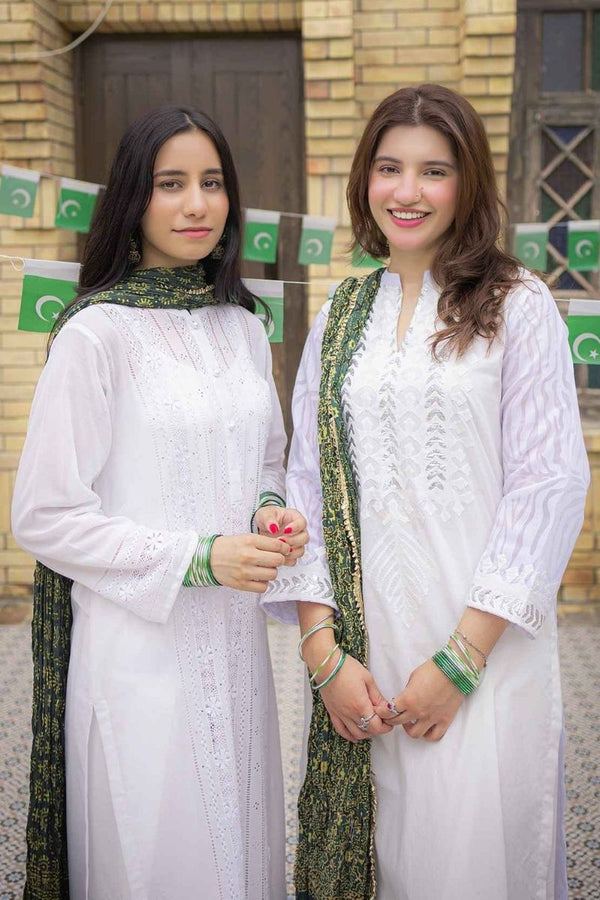 Applique White Kurta