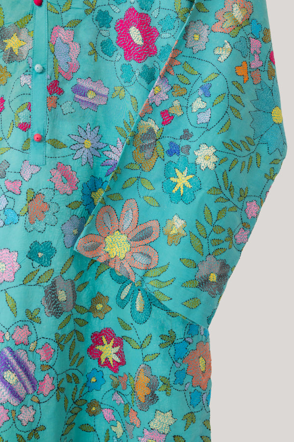 Aqua Kantha Kurta