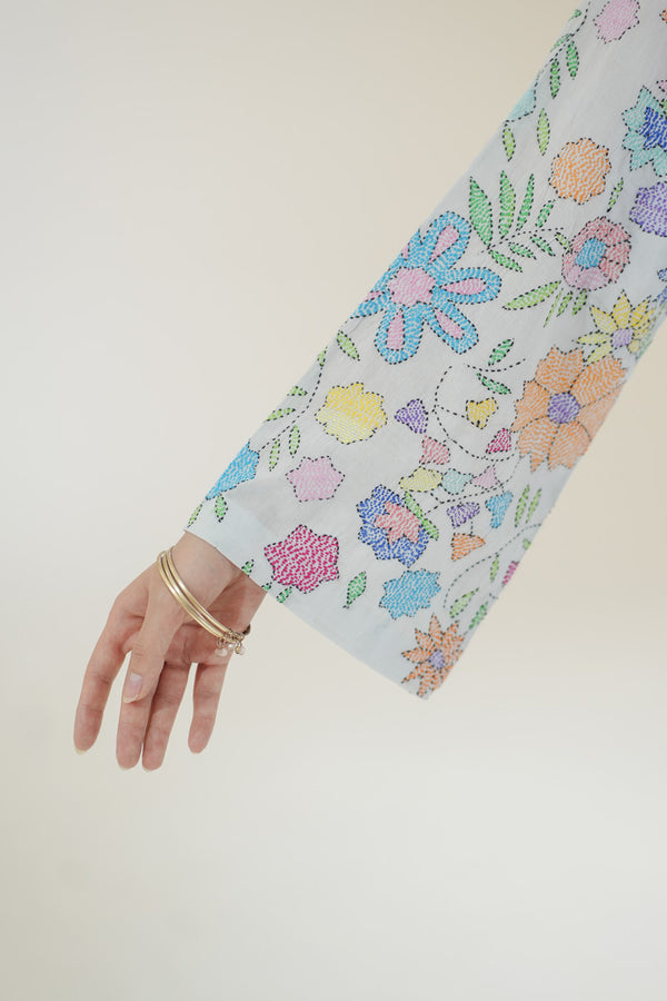 Azure Bloom Kantha Kurta