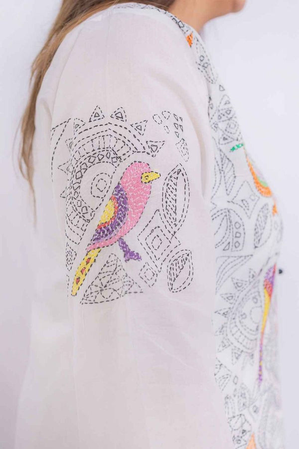 Birds Embroidered Kurta