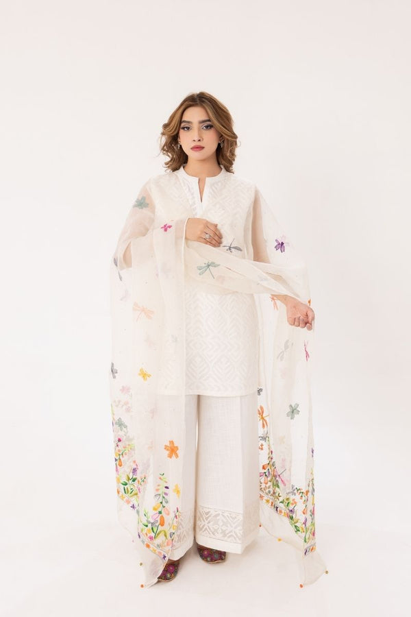 Butterflies & Blooms Organza Dupatta