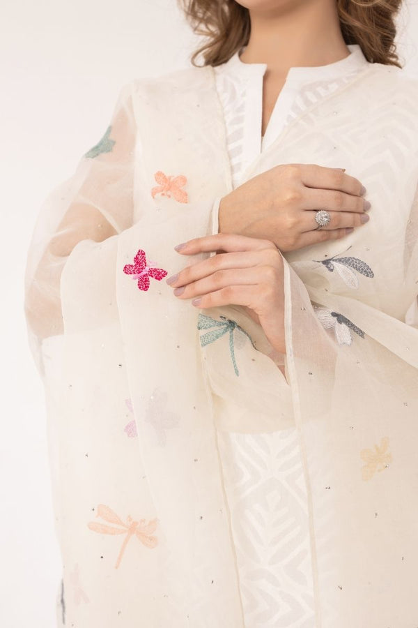 Butterflies & Blooms Organza Dupatta