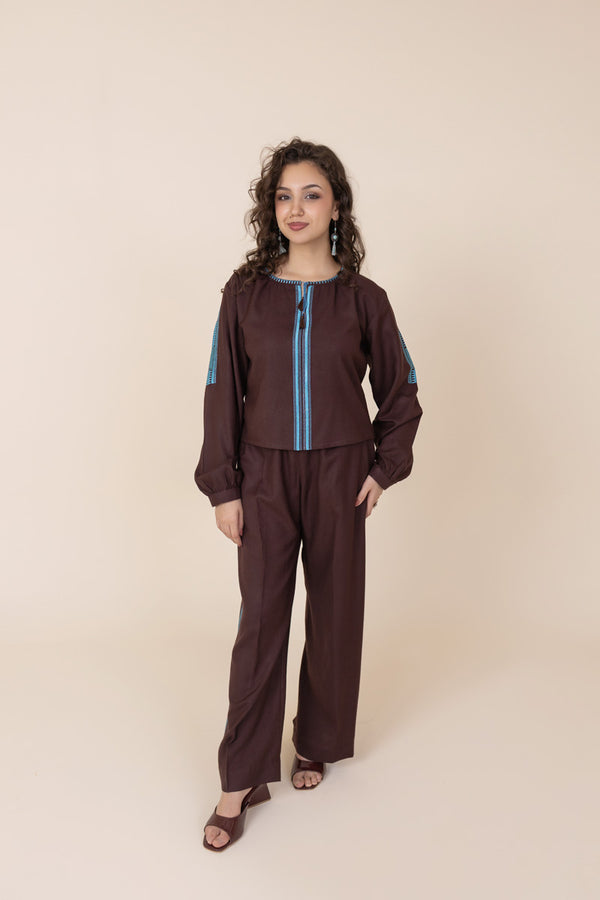 Cocoa Azure Silk Co-ord Set