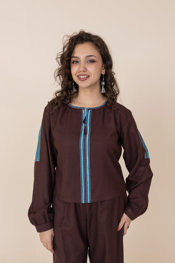 Cocoa Azure Silk Co-ord Set
