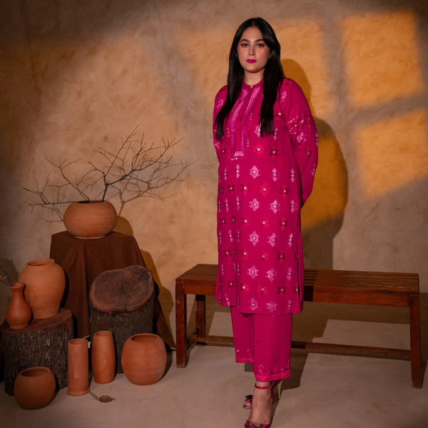 Crimson Blossom Phulkari Dress