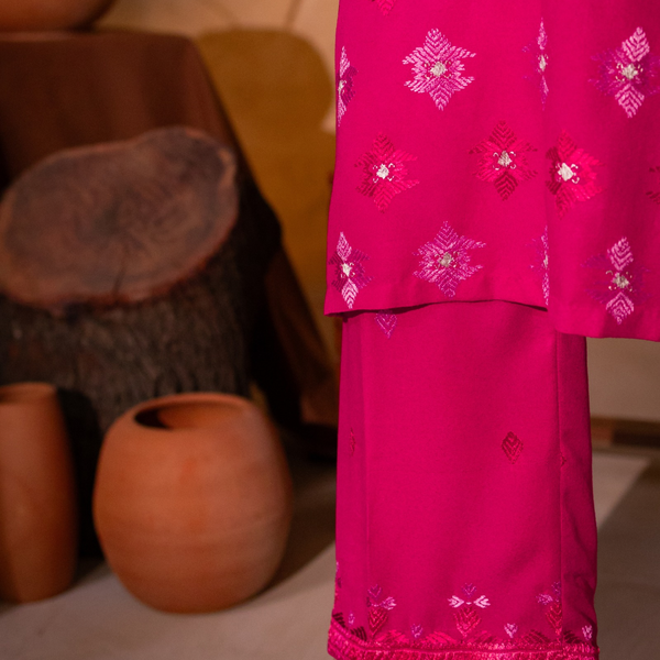Crimson Blossom Phulkari Dress