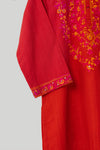 Crimson Floral Embroidered Kurta
