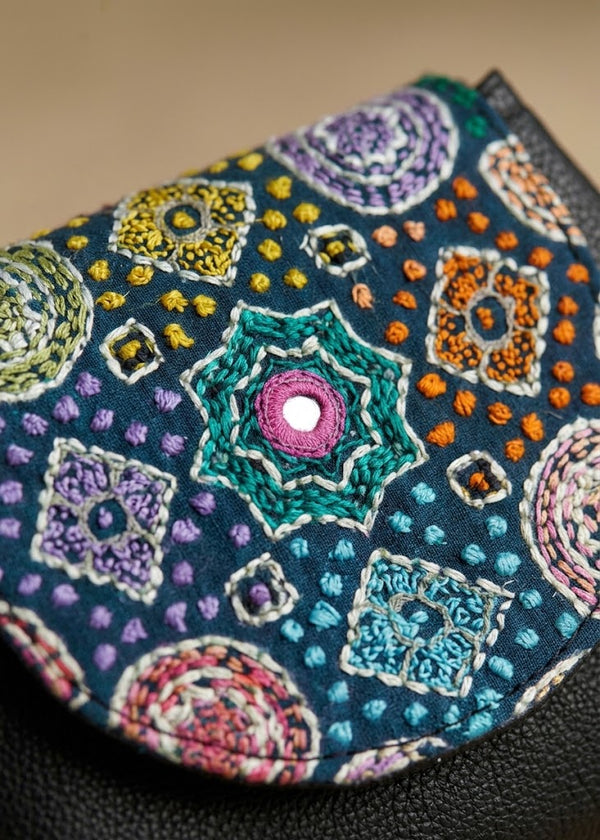 Ethnic Embroidered Flap Money Wallet