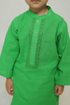 Green Blue Hand Tarkashi Kurta