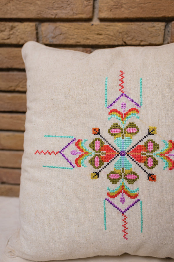 Hand-Embroidered Cushion Cover