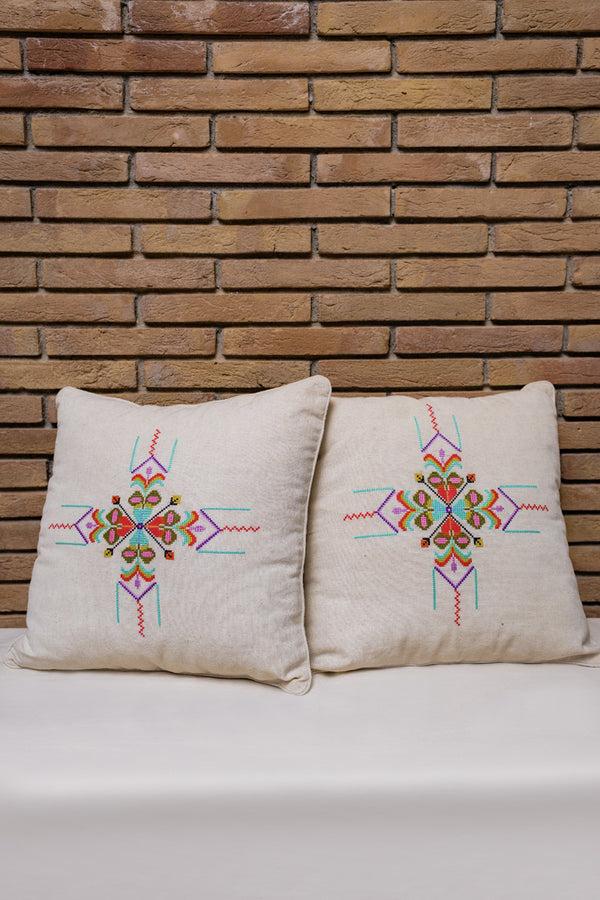 Hand-Embroidered Cushion Cover