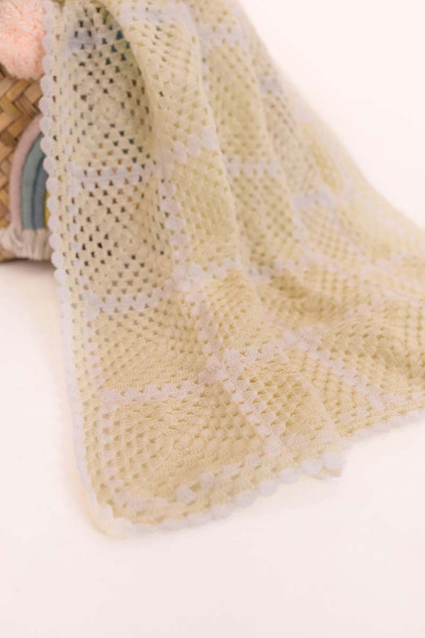 Hand Knitted Ivory Lace Baby Blanket