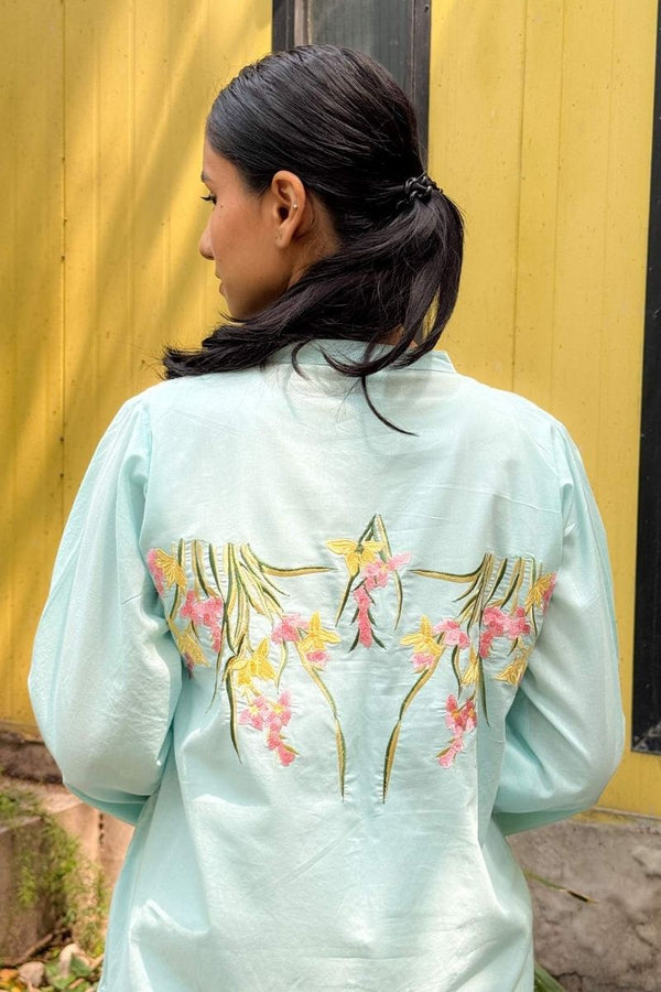 Ice Blue Applique Kurta