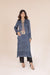 Indigo Ajrak Silk Kurta with Ada Work