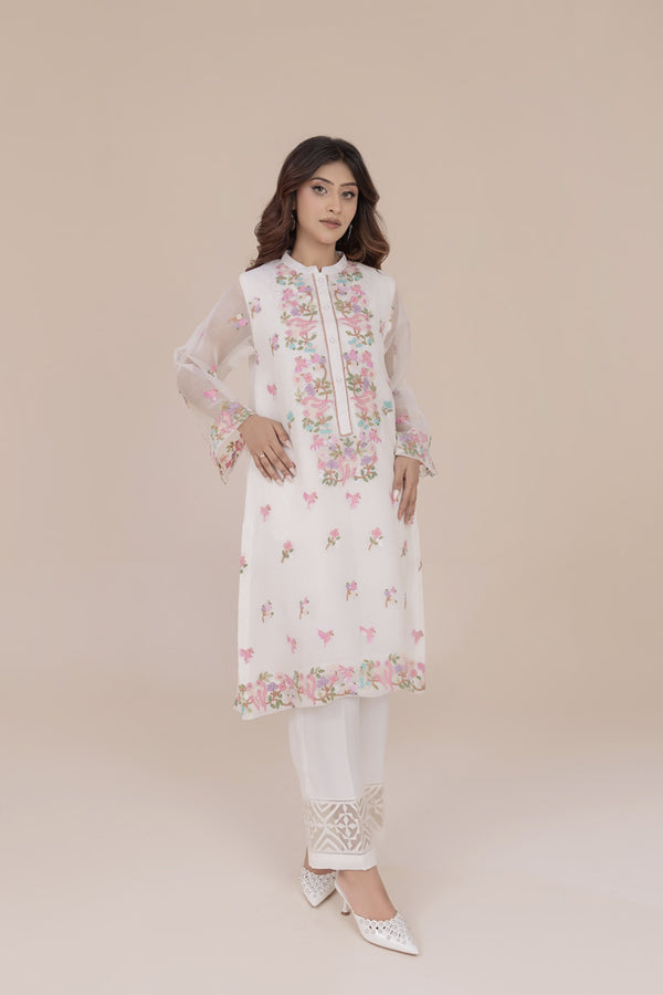 Ivory Silk Pants with Ralli Craft