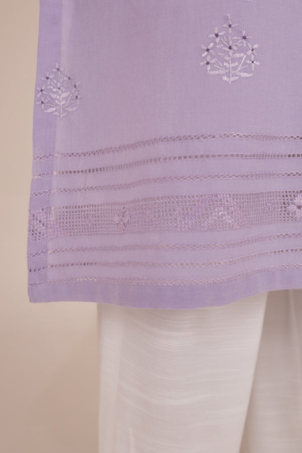Lavender Tarkashi Hand Embroidered Kurta