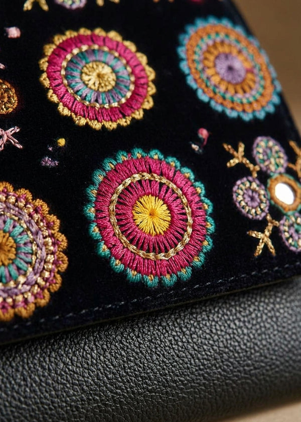 Mandala Embroidered Long Wallet