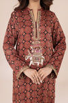 Maroon Ajrak Silk Kurta with Ada Work