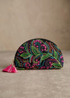 Midnight Floral Embroidered Dome Pouch