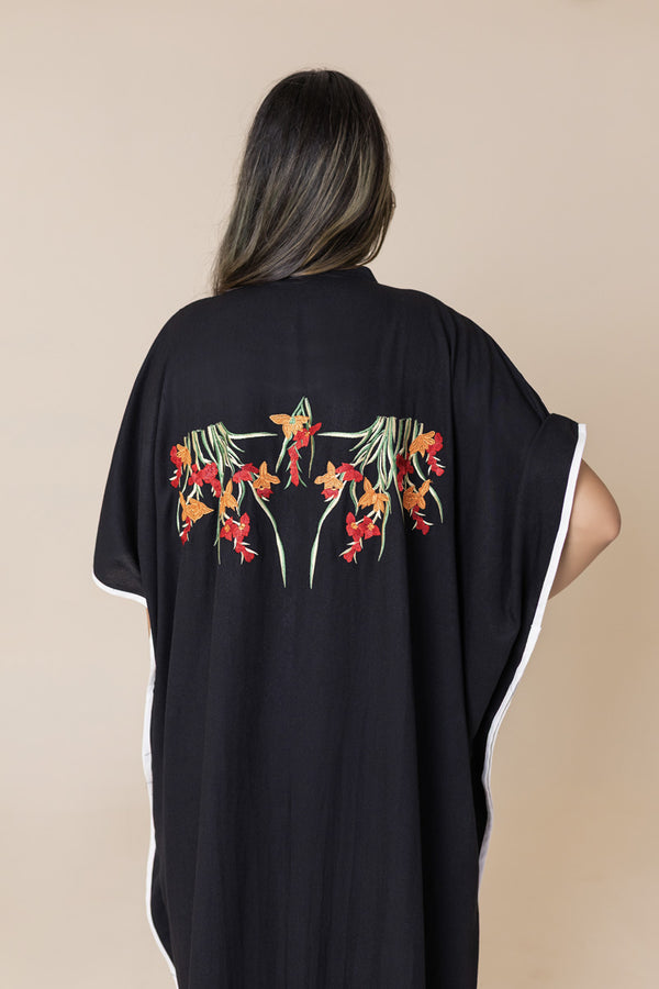 Monochrome Bloom Kaftan