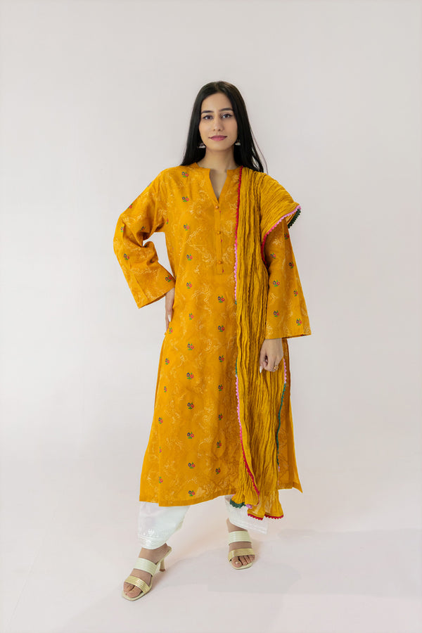 MustardEmbroidered Kurta