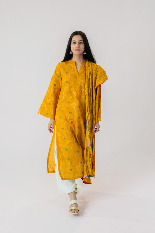 MustardEmbroidered Kurta