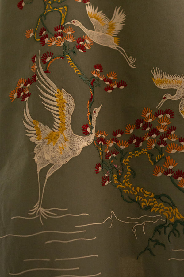 OliveEmbroidered Dress