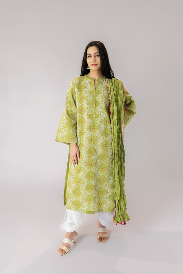 OliveEmbroidered Kurta