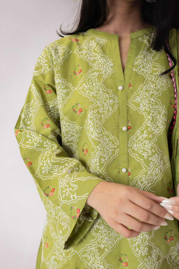 OliveEmbroidered Kurta