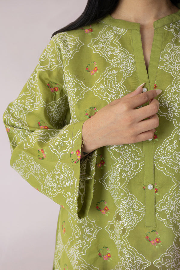 OliveEmbroidered Kurta