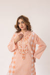Check & Thread Orange Kurta