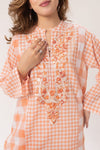 Check & Thread Orange Kurta