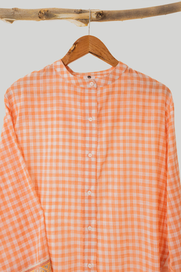 Peach Check Kurti