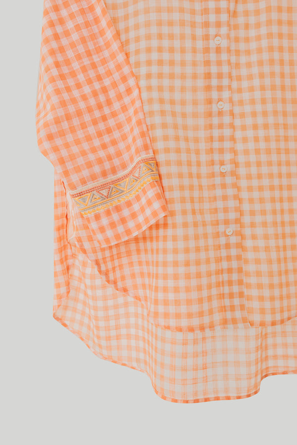 Peach Check Kurti