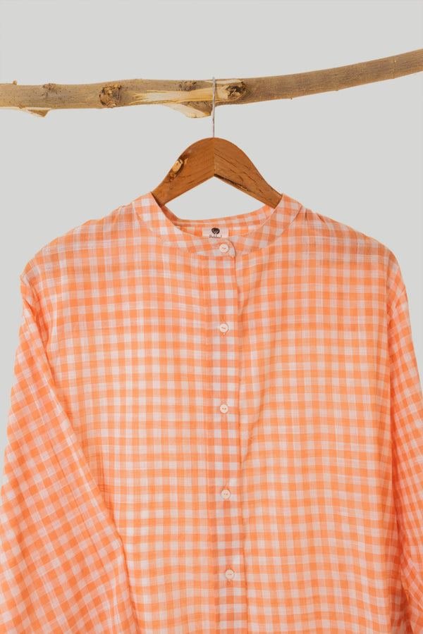 Peach Check Kurti