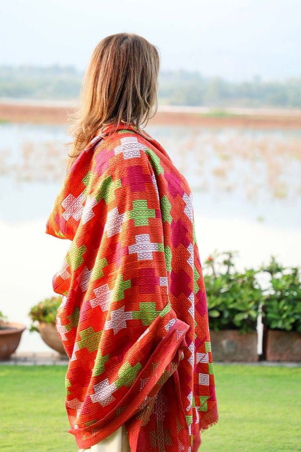 Umber - Jisti phulkari shawl