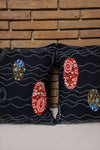Waves & Motifs Embroidered Cushion Cover