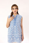 White Thread Blue Kurta