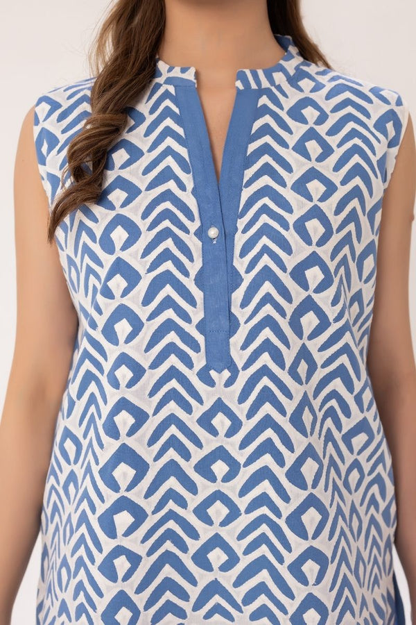 White Thread Blue Kurta