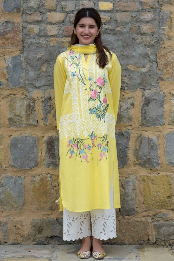 Yellow Applique Kurta