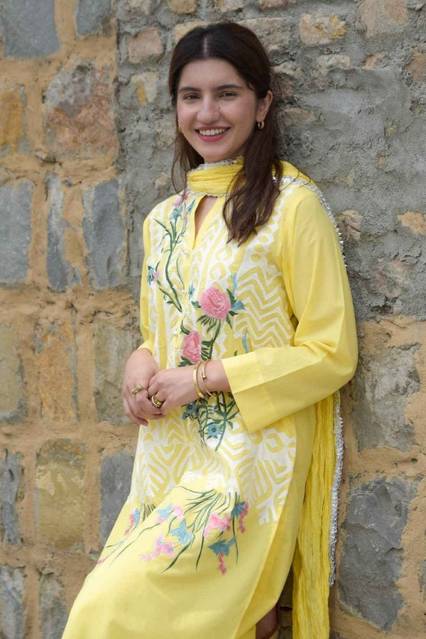 Yellow Applique Kurta