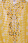 Yellow Check Embroidered Kurta