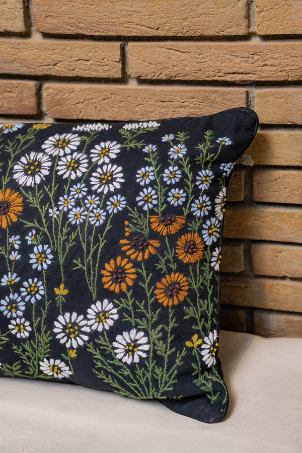 Embroidered Bloom Cushion Cover