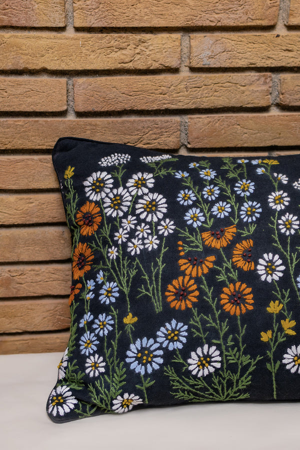 Embroidered Bloom Cushion Cover