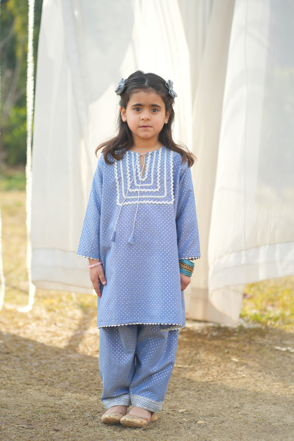 Blue Gotta Kurta shalwar