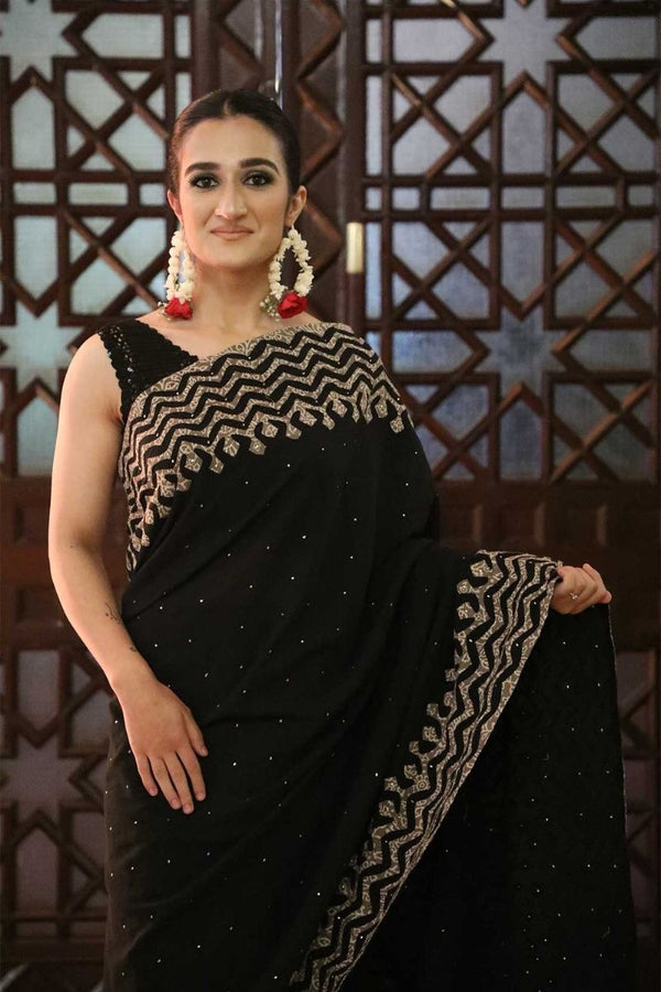 Ajrak Applique Saree