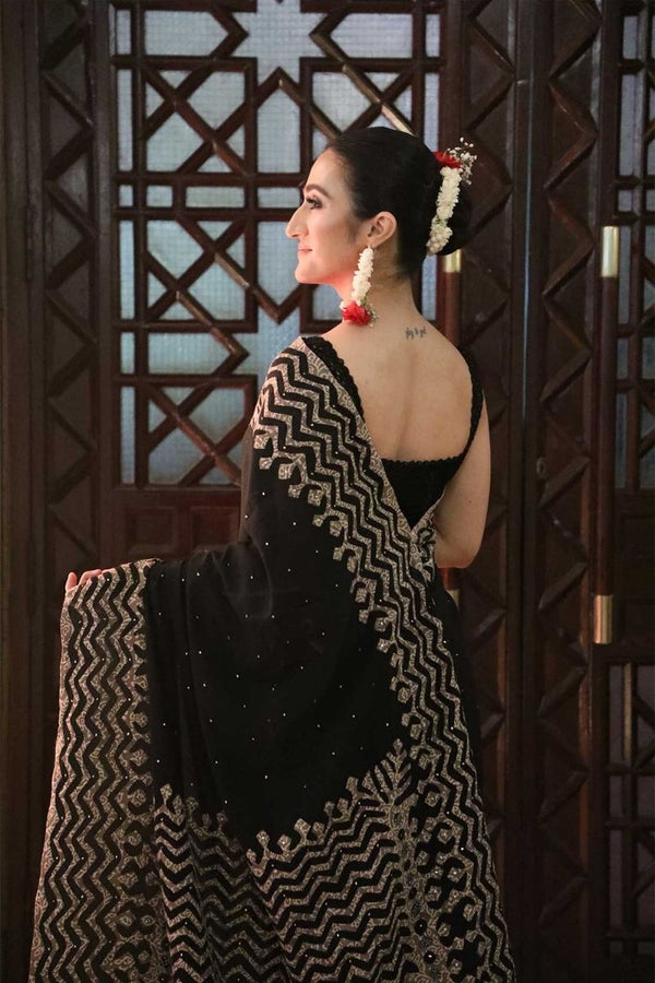 Ajrak Applique Saree